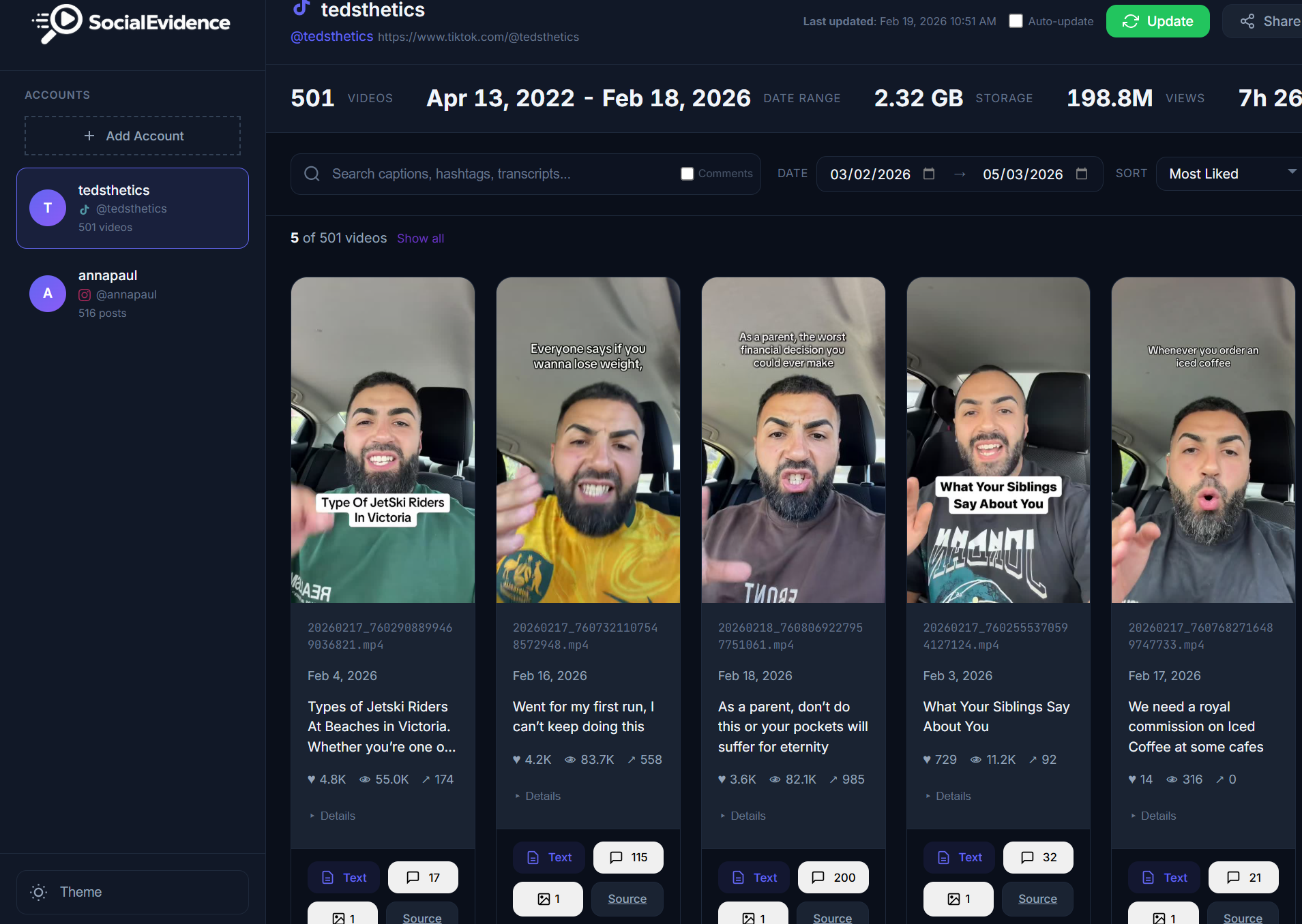 Evidence Archive View